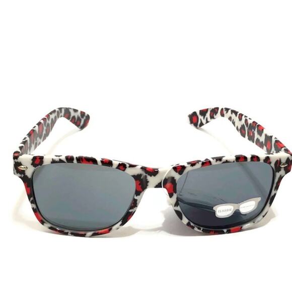 NEW Red White Leopard Print Sunglasses UV400 Retro - Picture 2 of 5